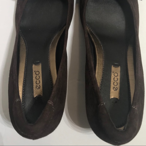 Women’s Ecco brown suede block heel pumps size 37 - Picture 5 of 8